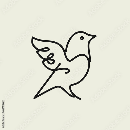 Minimal monoline logo of dove bird