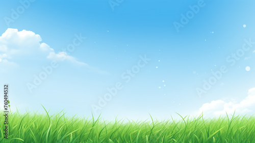Abstract sunny summer background with grass and blue sky 
