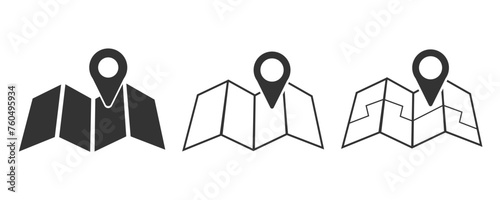 Map pin icon. Target and poiner set vector ilustration.
