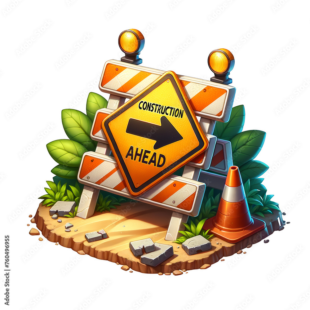 Constructive Disruption Vector Construction Ahead Barricade Road Sign. Closed Improvement Project ...