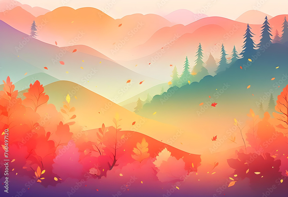 Fall Gradient Season Wallpaper, Gradient, Wallpaper, Fall, Autumn, Seasonal, Leaves, Foliage, Nature, Colors, Harvest, Cozy, Warmth, Rustic, Tranquil, AI Generated