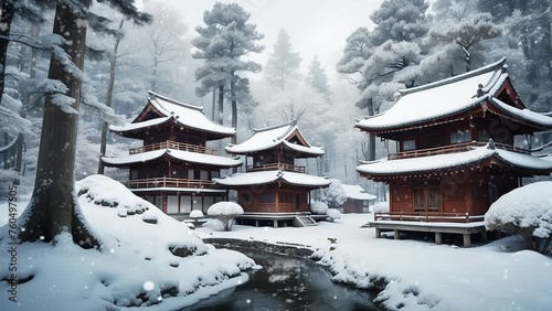 Wallpaper Mural Cozy Christmas in a Japanese Terraced House: Snowy Delight Torontodigital.ca