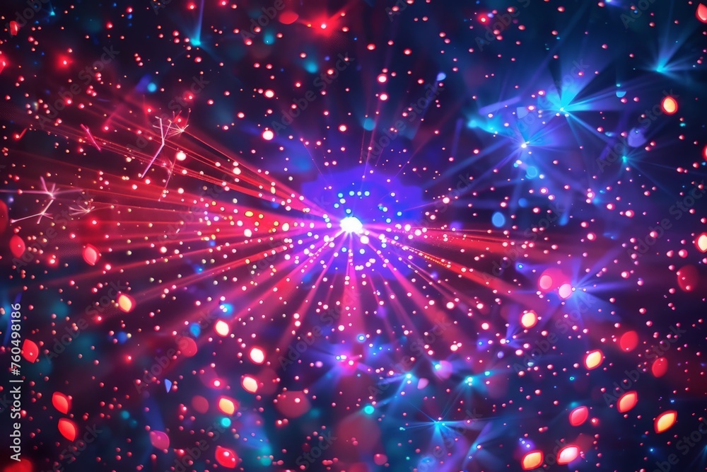 Fototapeta premium Colorful fireworks bursting in the dark night sky, creating a stunning visual display of lights and patterns