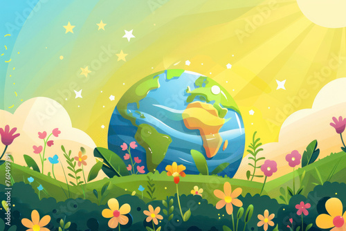 Happy Earth Day Banner, Illustration of a happy earth day banner, for environment safety celebration.