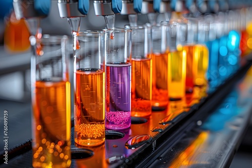A Row of Test Tubes Filled With Liquid photo