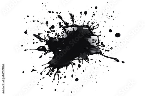 Dynamic Black Ink Splash Explosion on White Background Texture