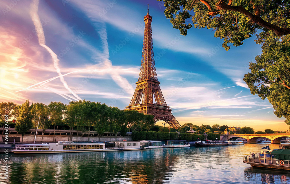 Obraz premium eiffel tower at sunset