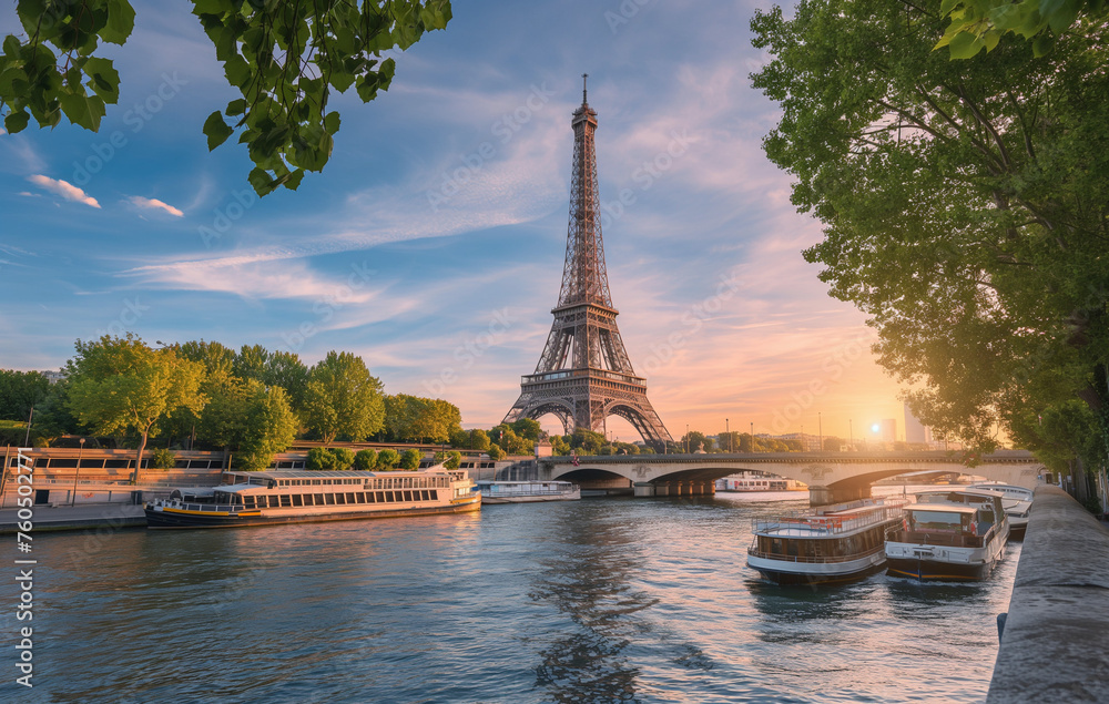 Fototapeta premium eiffel tower at sunset