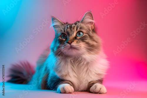 Cat portrait with studio backdrop, generative ai