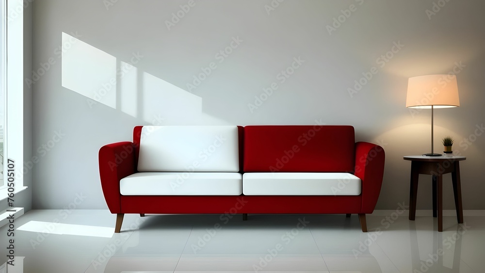 modern living room with red and white sofa modern living room with red and white sofa