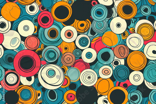 Seamless pattern with doodle circles randomly distributed, abstraction illustration.