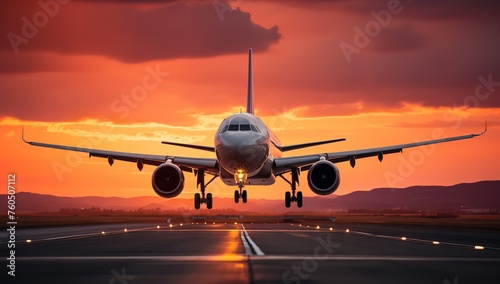 Realistic Photo of an Airplane Taking Off from Airport Runway: Aviation and Travel Concept