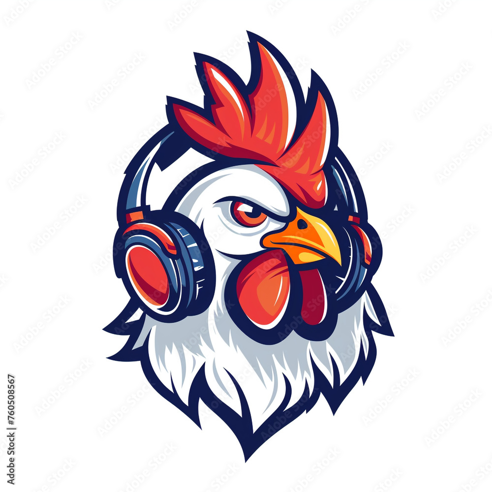 Fototapeta premium Esport vector Chicken logo on white background сreated with Generative Ai