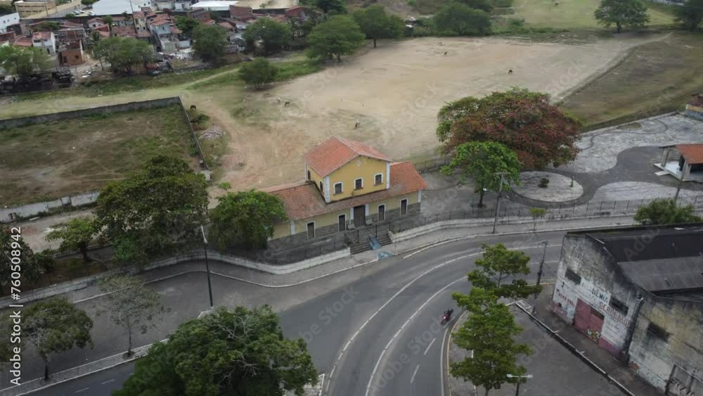 Vista aérea de drone do Museu do Algodão, na cidade de Campina Grande, Paraiba