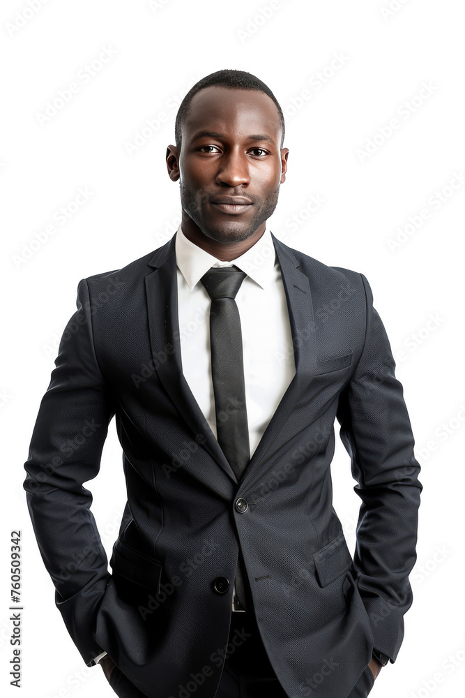 Portrait of a black man in sophisticated business suit isolated on a white background as transparent PNG
Portrait of a black man in sophisticated business suit isolated on a white background as transparent PNG