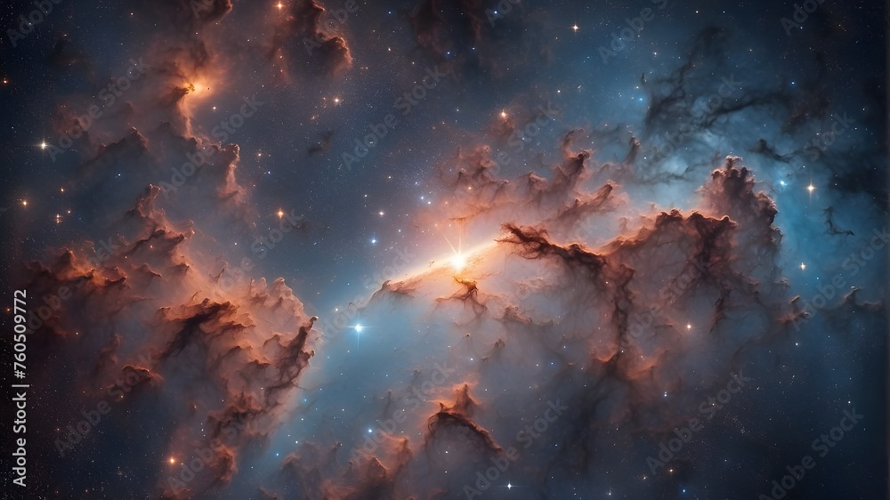 Ilustração do Stock: Vibrant cosmic cloud nebula in space captured in ...
