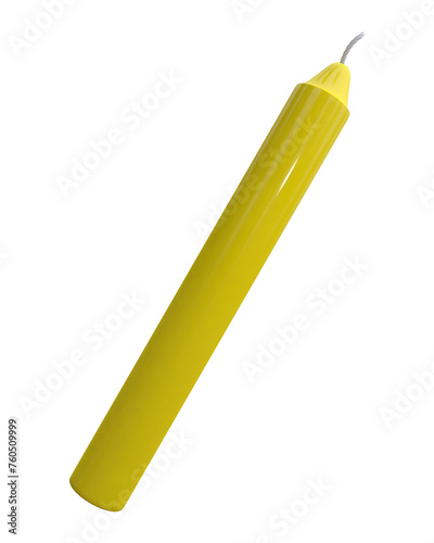 Realistic isolate yellow candle. photo