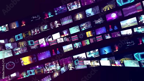 collage stripes video album with animations ai technology business theme. Broadcasting or television template intro animation
