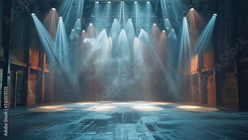 The Modern Dancing Stage: Illuminated by Spotlights in an Empty Space, Embodies Artistic Concept