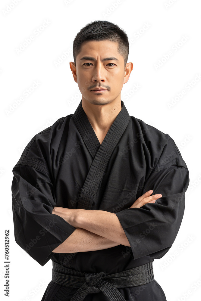Portrait of an Asian man in traditional martial arts outfit isolated on a white background as transparent PNG Portrait of an Asian man in traditional martial arts outfit isolated on a white background as transparent PNG