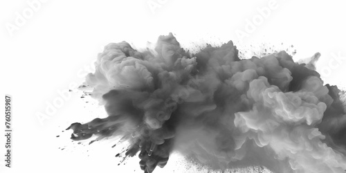 Black powder explosion with dark colors isolated white background. Black vibrant paint black powder explosion with dark colors isolated white background. 