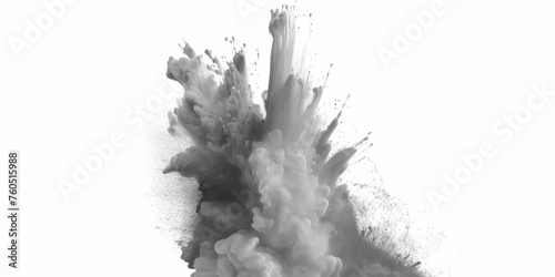 Black powder explosion with dark colors isolated white background. Black vibrant paint black powder explosion with dark colors isolated white background.	