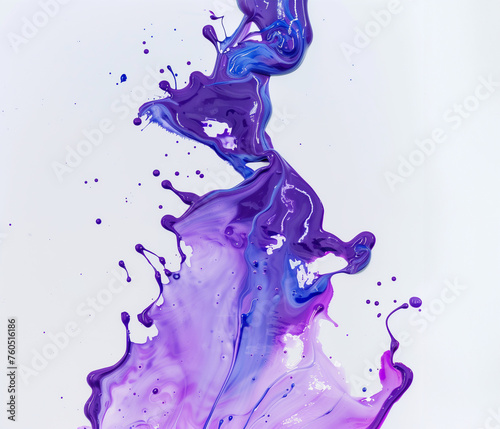 Purple paint fluid splash isolated on clean white background.