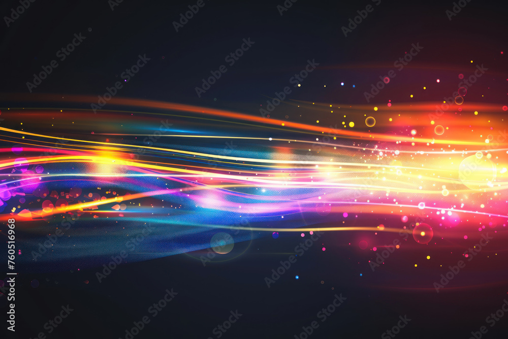 abstract background with colorful glowing light and light trails.