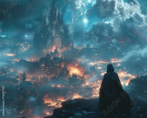 Edge computing algorithms predicting the outcomes of magical duels, recorded in the annals of a futuristic kingdom