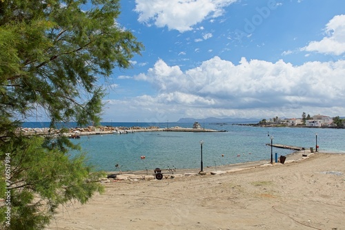View of small harbor at Agioi Apostoloi in spring  Crete  Greece.