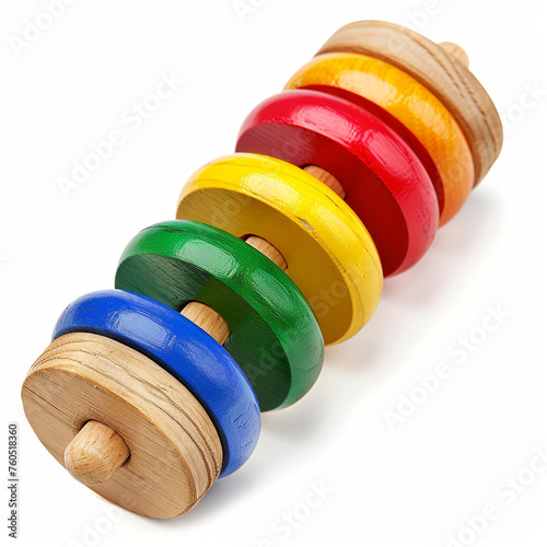 colorful classic wooden toddler or baby toy for educational , isolated on white сreated with Generative Ai