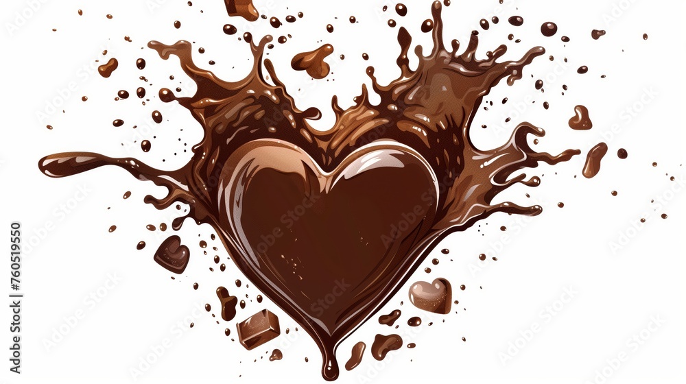 A heart made of chocolate with a splash of milk A heart made of chocolate with a splash of milk