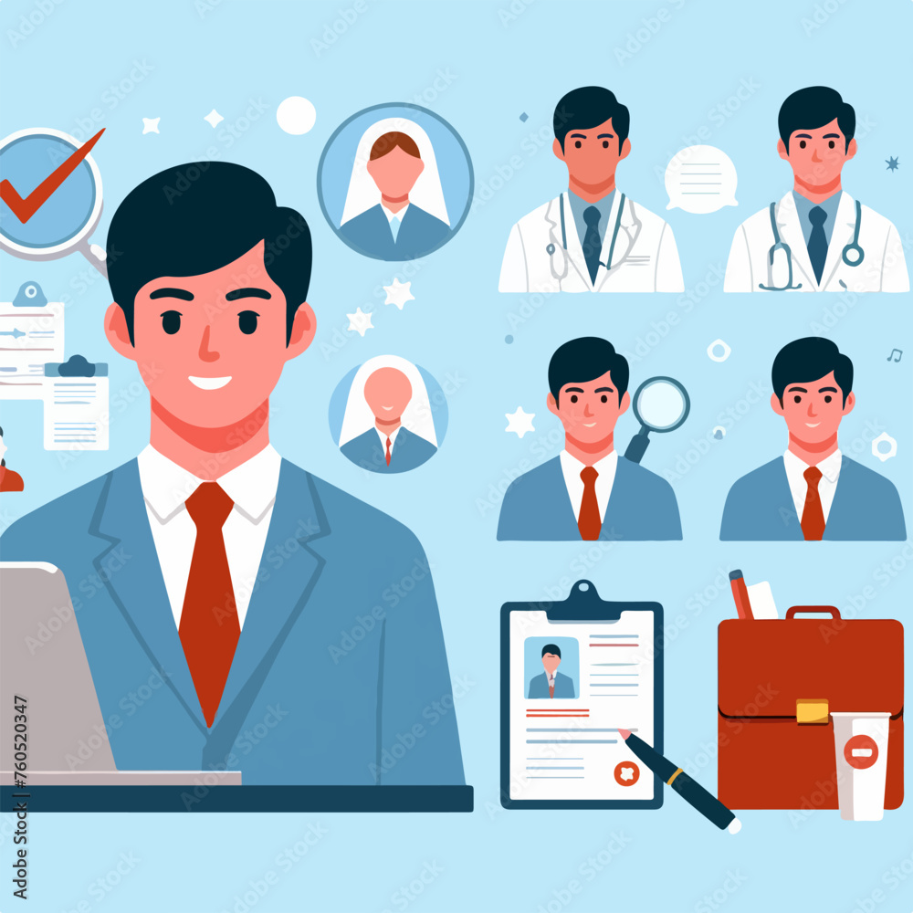Businessman wearing suits profile character Businessman wearing suits profile character