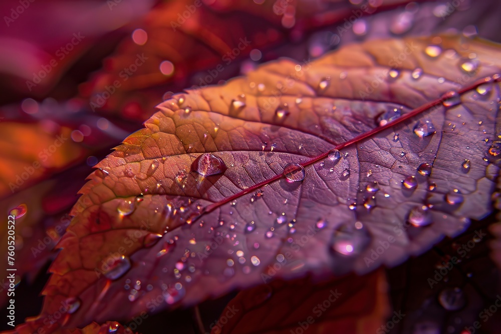 Fototapeta premium Green Leaf With Water Droplets