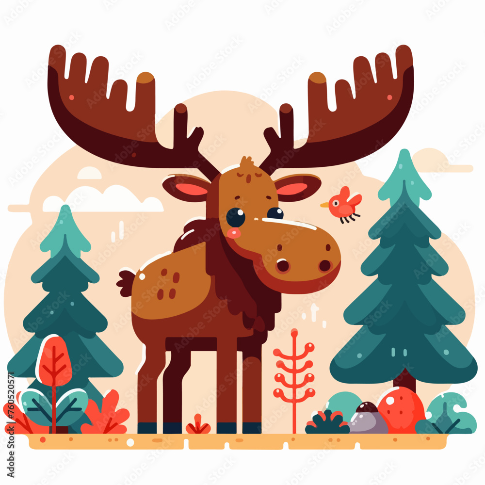 Illustration of moose cartoon template clip art animal