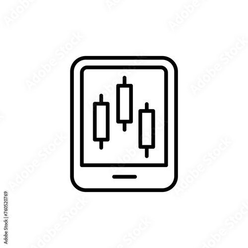 Trading app outline icons, minimalist vector illustration ,simple transparent graphic element .Isolated on white background