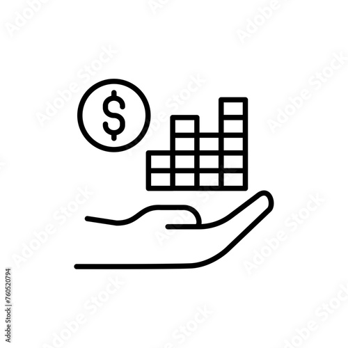 Growth dollar outline icons, minimalist vector illustration ,simple transparent graphic element .Isolated on white background