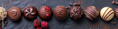 various chocolates as background - sweet food photo