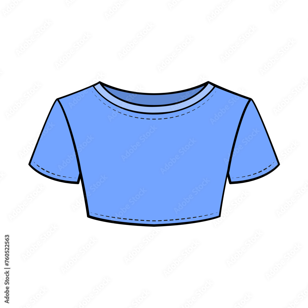Naklejka premium Basic female crop top template flat sketch vector illustration
