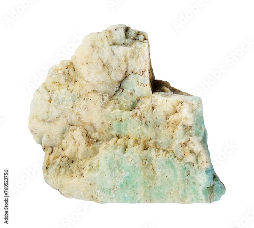 specimen of natural raw amazonite mineral cutout photo