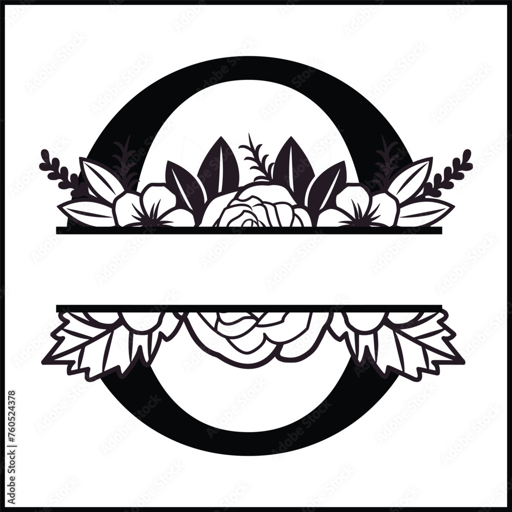 O Floral Split Monogram SVG , Flower Monogram Clipart, Floral Letter ...