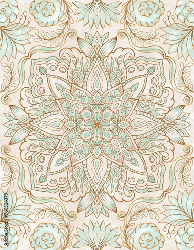 Light ornamental background with mandala outline in mehndi style