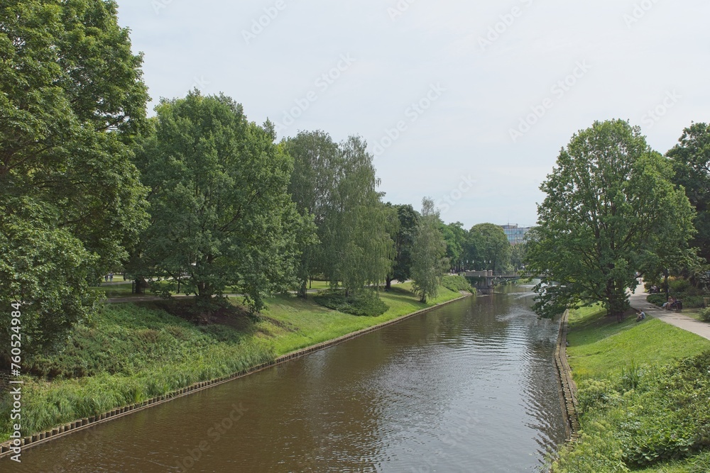 View of City Canal in summer, Riga, Latvia.