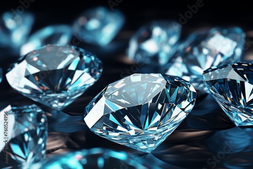 Luxurious diamond stones on elegant background, symbolizing opulence and fine jewelry