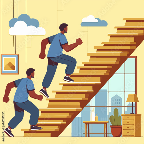peoples compete to climb the career ladder flat illustration