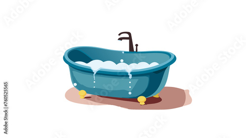illustrazione stile fumetto di grande vasca da bagno con acqua e schiuma