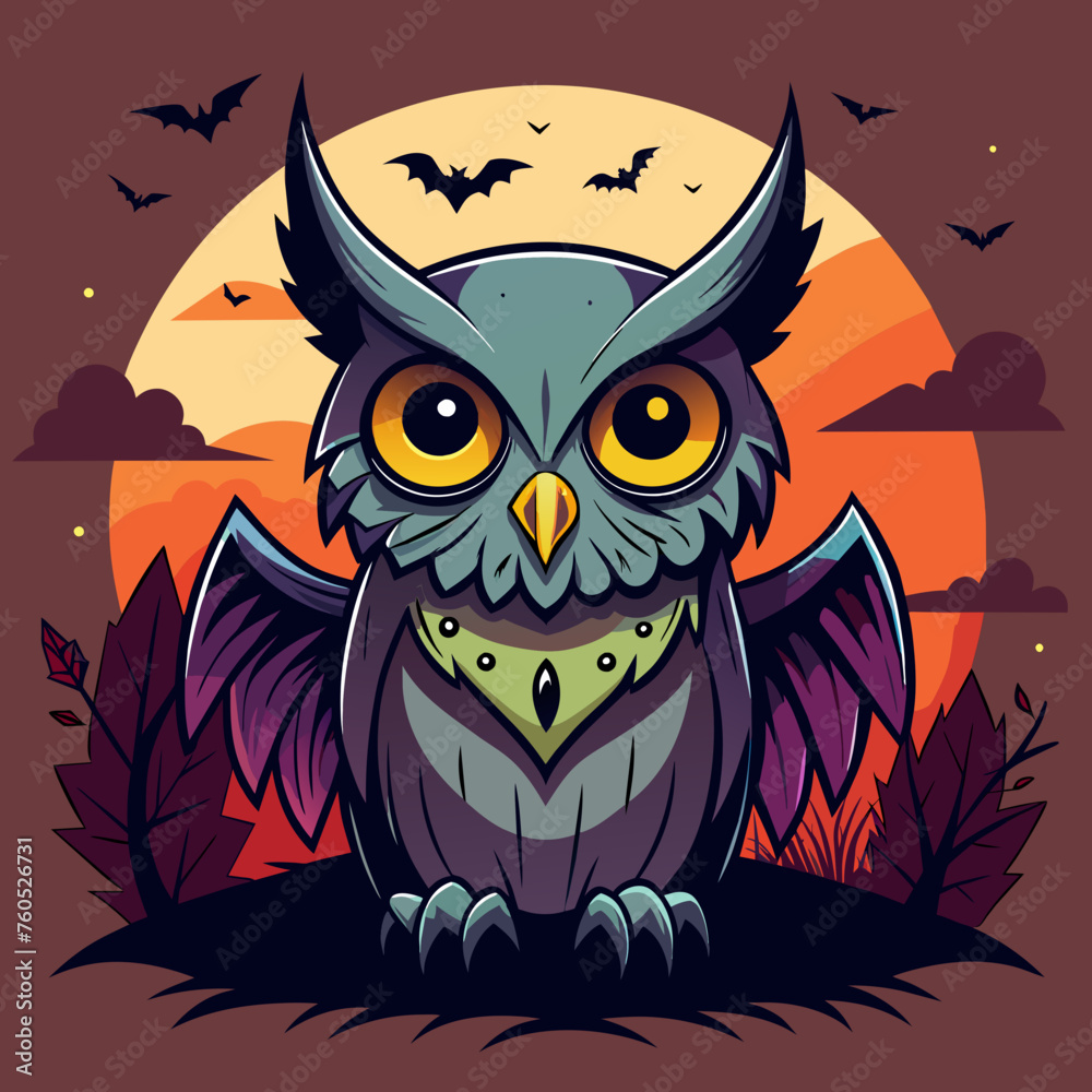 Gaze into Darkness Wear this Spooky Owl Tee Design and Embrace the Halloween Spirit