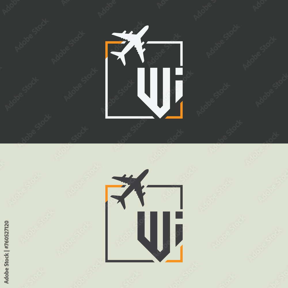 Wi initial monogram logo with square style design. - obrazy, fototapety, plakaty 