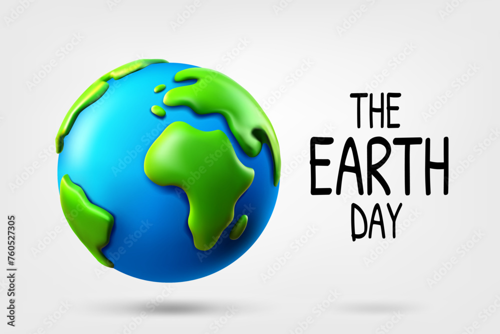 The Earth day. Vector illustration of the Earth on grey background. 3d vector illustration