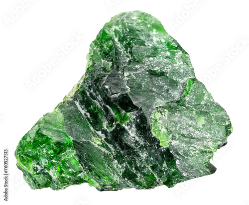 natural raw chromian diopside mineral cutout photo